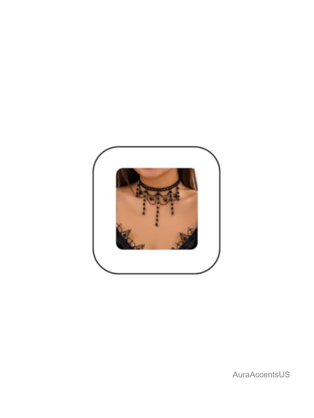 Gothic Beaded Choker Necklace Set Tassel Fringe Crystal Bib Adjustable